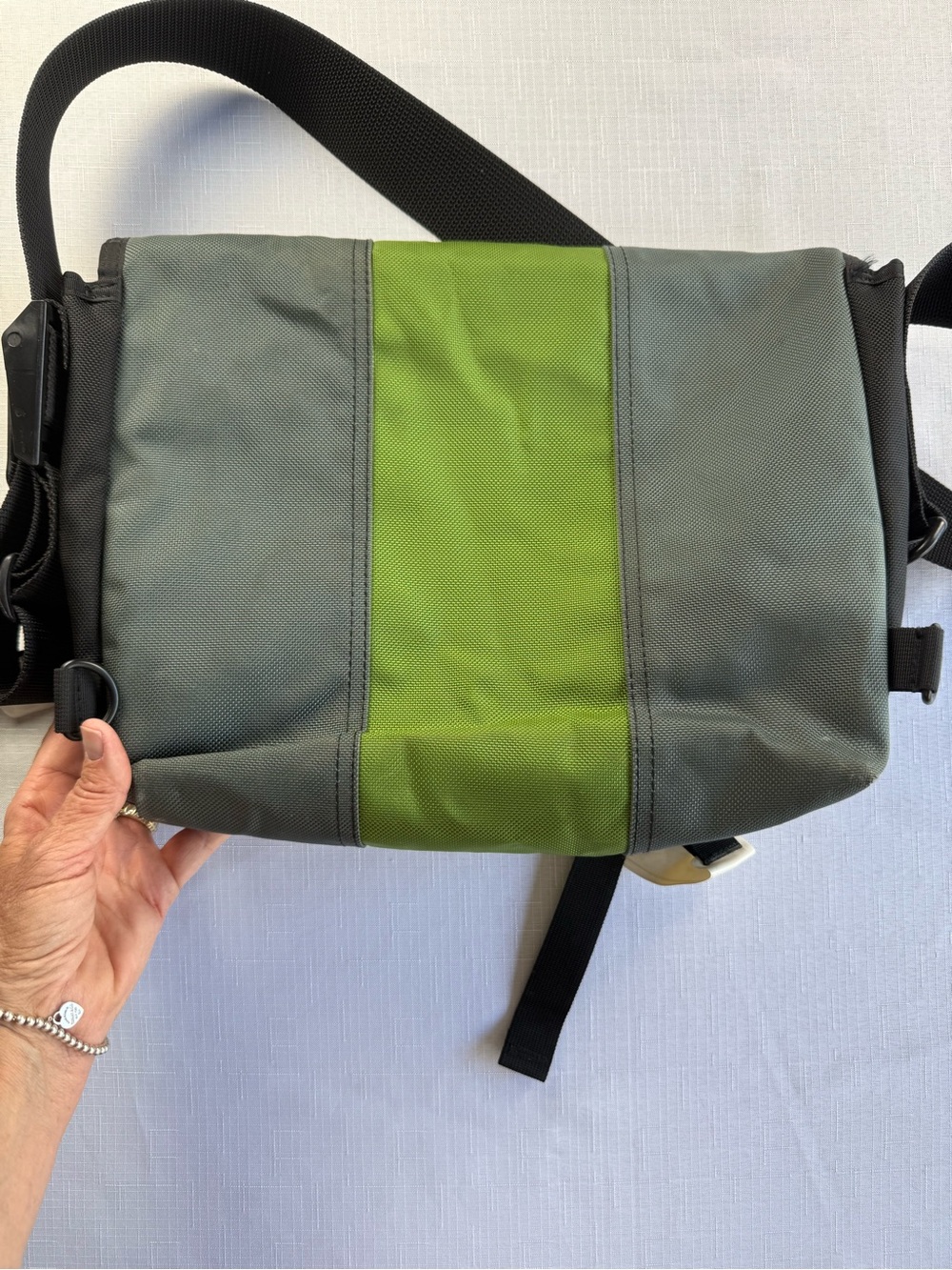 Timbuk2 Classic Messenger Bag Grey Green Small Crossbody Commuter Bike Bag - Picture 7 of 12